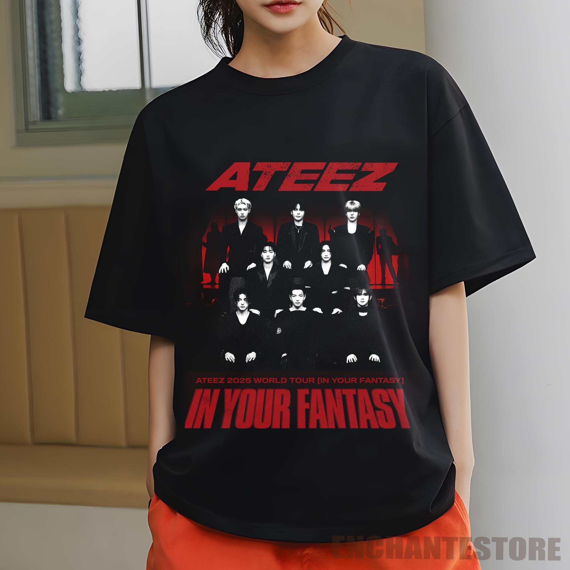 ATEEZ 2025 アメツ限定 T shirt TOUR ver Ateez 2025 World Tour in Your Fantasy Tshirt, ATEEZ Golden