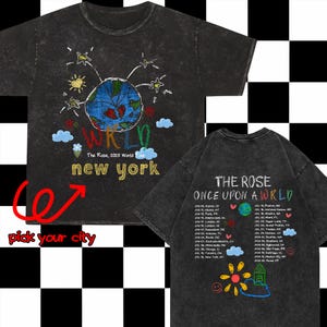 Custom The Rose Once Upon AWRLD Tour Mineral Washed T-shirt, The Rose 2025 World Tour shirt, The Rose WRLD Road Map Shirt, The Rose WRLD