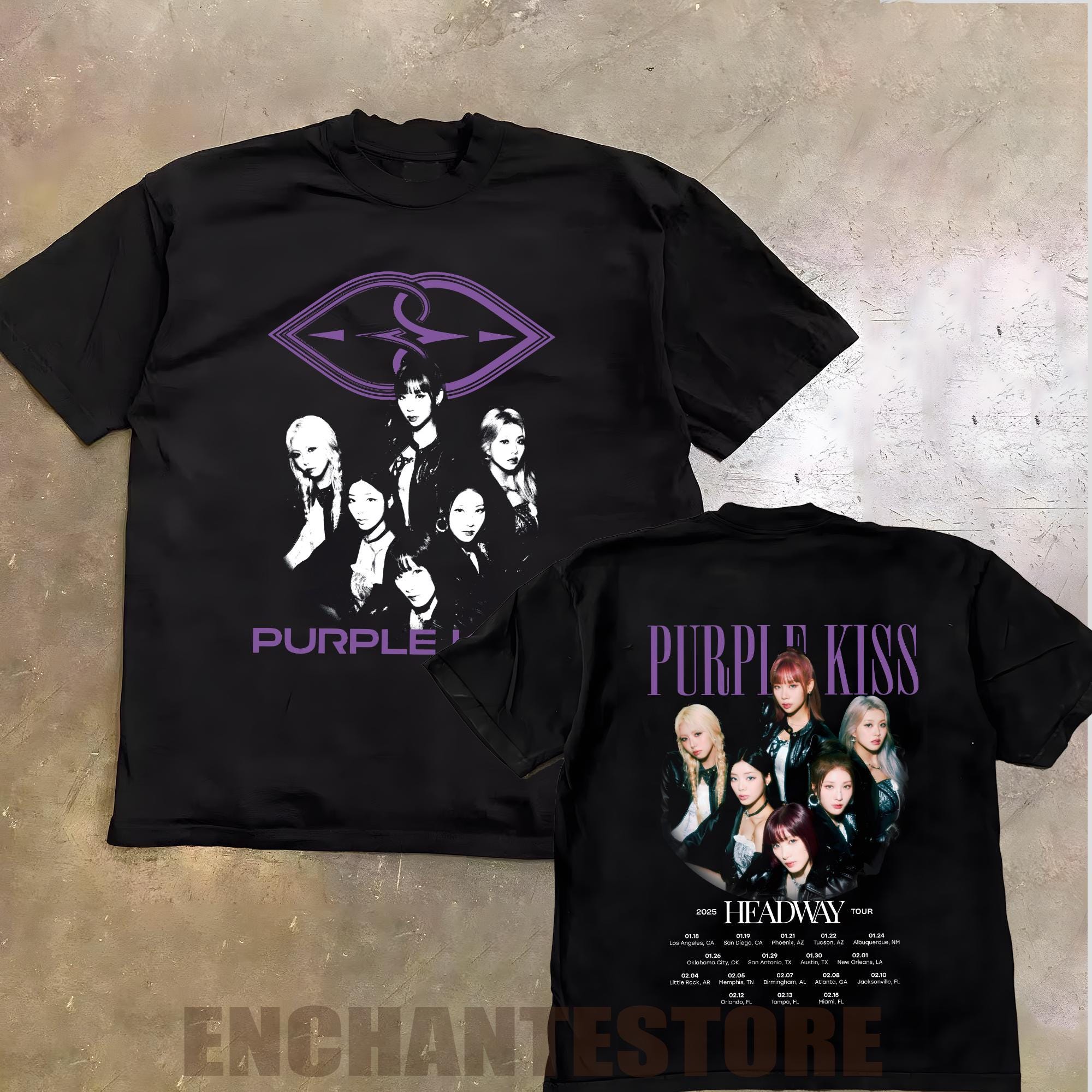 purple kiss パキ ライブグッズ パーカー Tシャツ タオル等 Purple Kiss Shirt, Purple Kiss Headway Tour Shirt, Purple Kiss