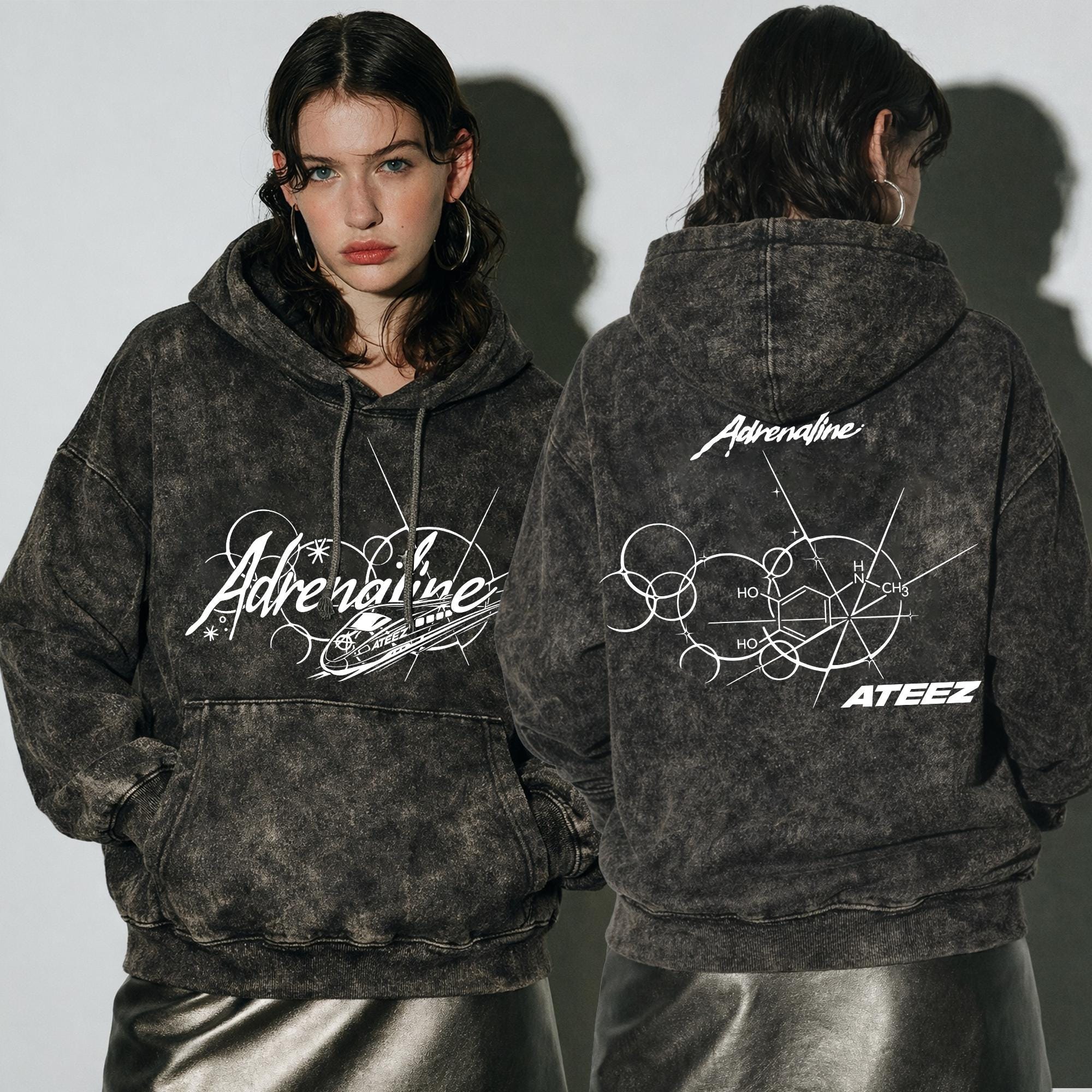Retro ATEEZ Golden Hour Part 4 Acid Washed Hoodie, Ateez