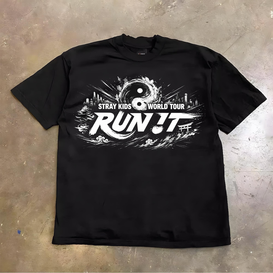 Straykids RUN IT SEOUL ランニングシャツ Stray Kids World Tour Run It T-shirt, Retro Stray Kids Run It