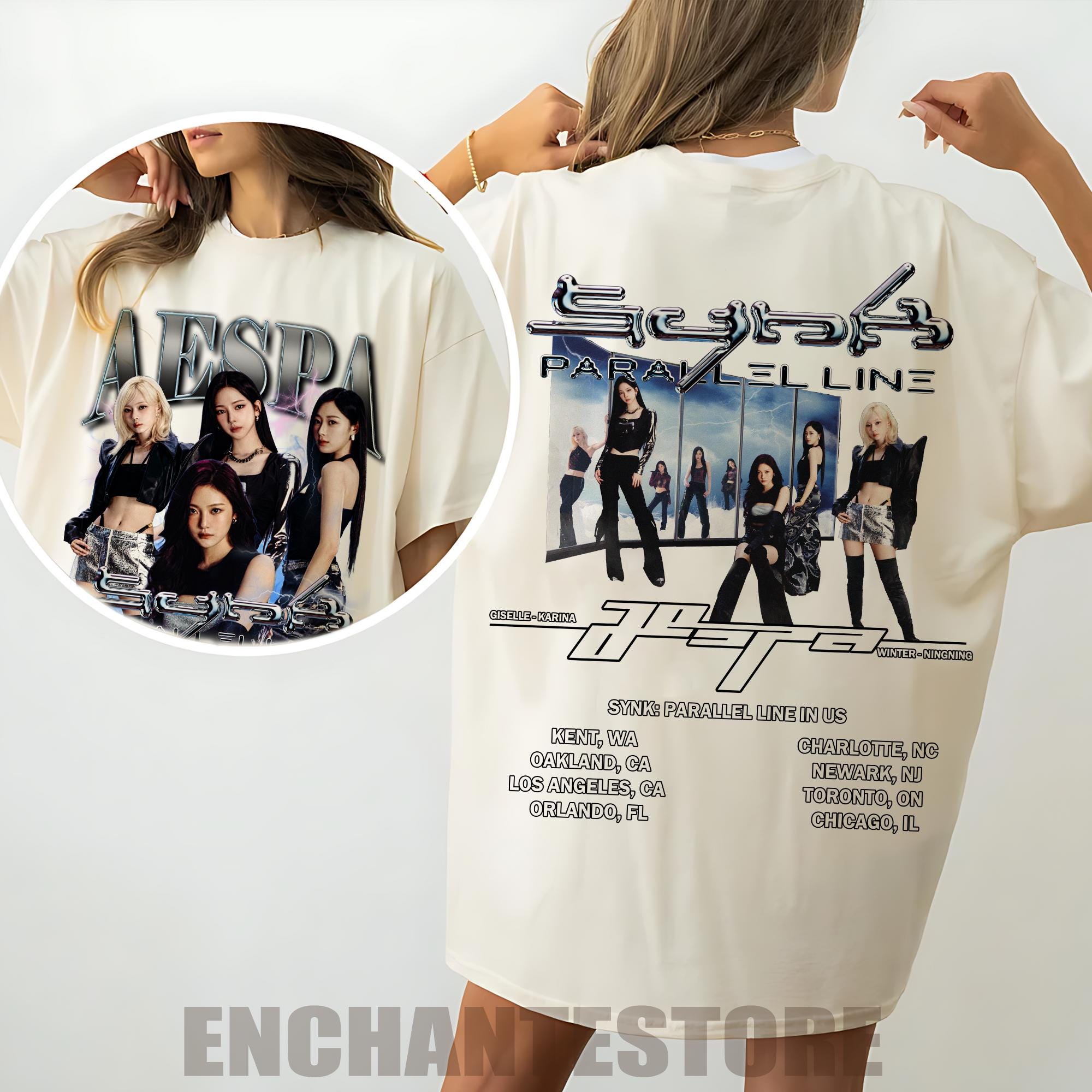 Retro AESPA Synk Parallel Line Tour Shirt, Aespa Whiplash Hoodie
