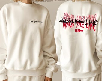 アイドル ENHYPEN WALK THE LINE OVERSIZED T-SHIRT ENHYPEN World Tour WALK THE LINE T-shirt (Fan-made