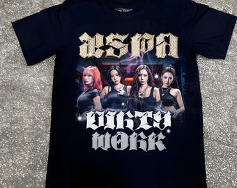 Retro Aespa Dirty Work Shirt, 2025 Aespa Live Tour Synk Aexis Line