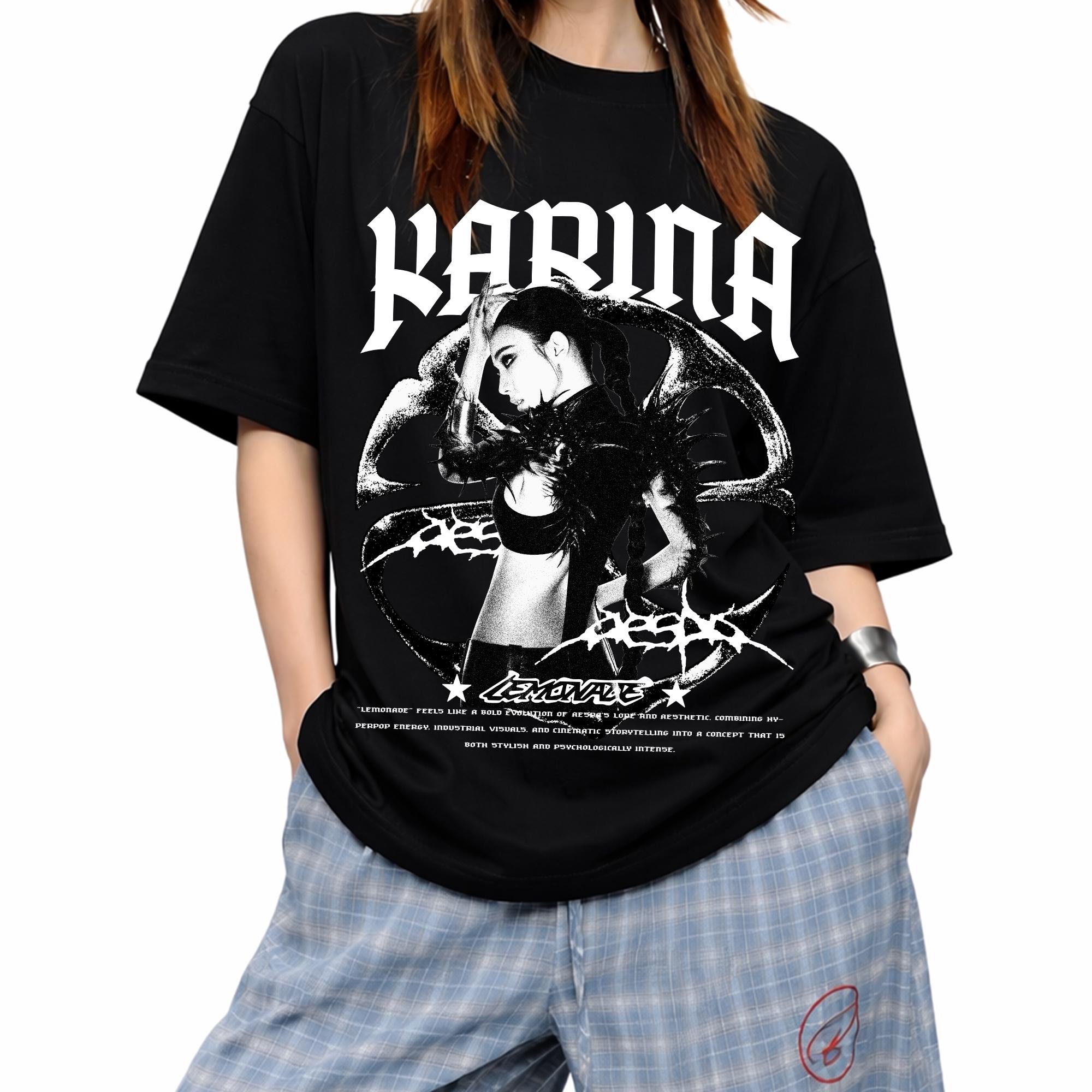 あ*お様 【新品】aespa カリナ Tシャツ Lサイズ エスパ Lemonad Retro Aespa Karina Lemonade Shirt, Aespa WDA Whole Different