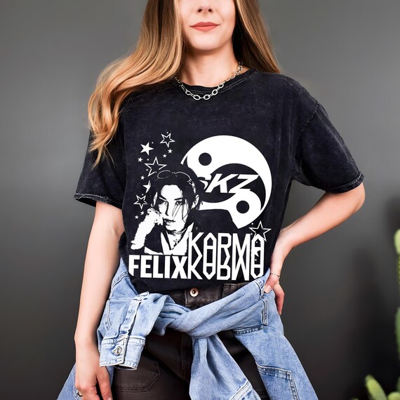 Retro Stray Kids Felix Ceremony Mineral Washed Tee, Stray Kids