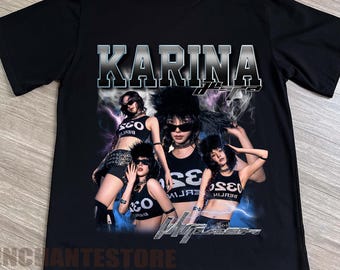 Aespa Karina Retro 90s Bootleg Tee - Aespa Shirt - Kpop Aespa Karina Retro 90s Bootleg Tee - Aespa Shirt - Kpop