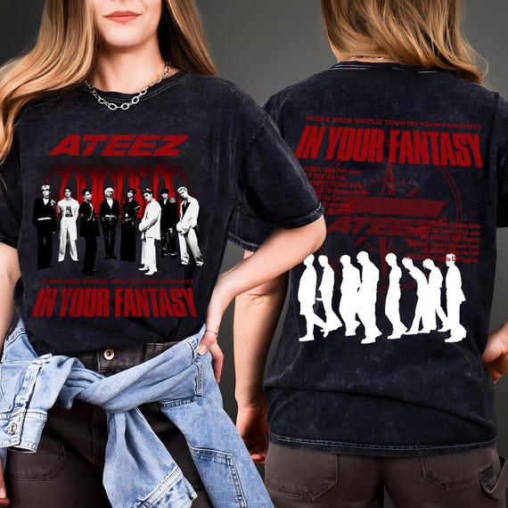 ATEEZ 2025 アメツ 限定 US T-SHIRT TOUR ver. Ateez 2025 World Tour in Your Fantasy Shirt, Aniteez in