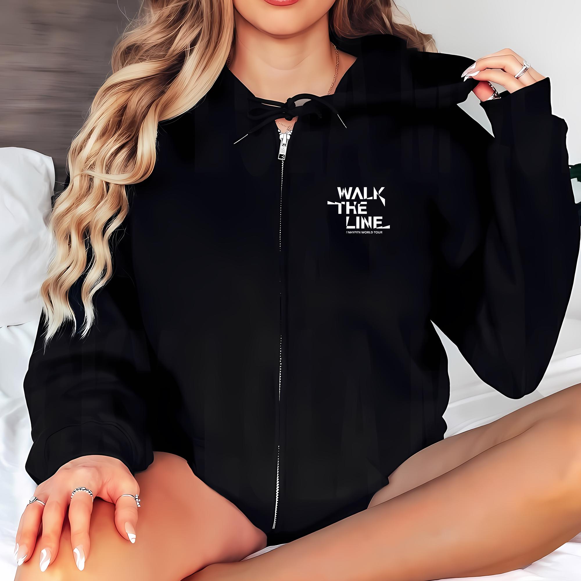 Retro Enhypen Walk the Line World Tour Zip Hoodie, En Walk