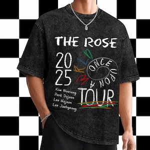 The Rose Once Upon AWRLD Tour Mineral Black Washed T-shirt, The Rose 2025 World Tour Mineral Tee, The Rose WRLD Road Map Shirt,The Rose WRLD