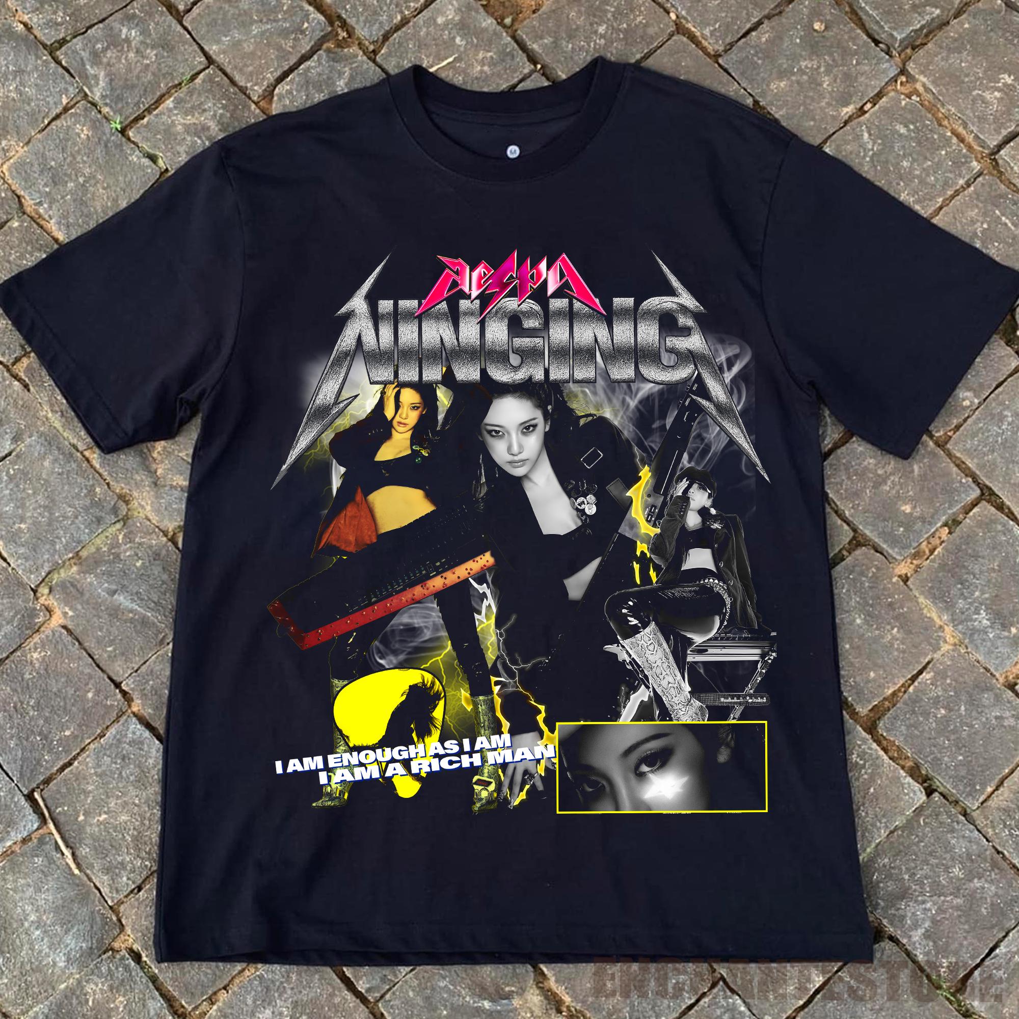 アイドル aespa RichMan T-SHIRT SET NINGNING Aespa Ningning Tshirt, Aespa Rich Man Shirt, I Am a Rich Man