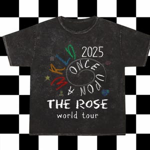 The Rose Once Upon AWRLD Tour Mineral Washed T-shirt, The Rose 2025 World Tour Mineral Black, The Rose WRLD Road Map Shirt, The Rose WRLD