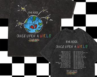The Rose Once Upon AWRLD Tour Mineral Washed Shirt, The Rose 2025 World Tour shirt, The Rose WRLD Road Map Shirt, The Rose WRLD Uwashed Tee