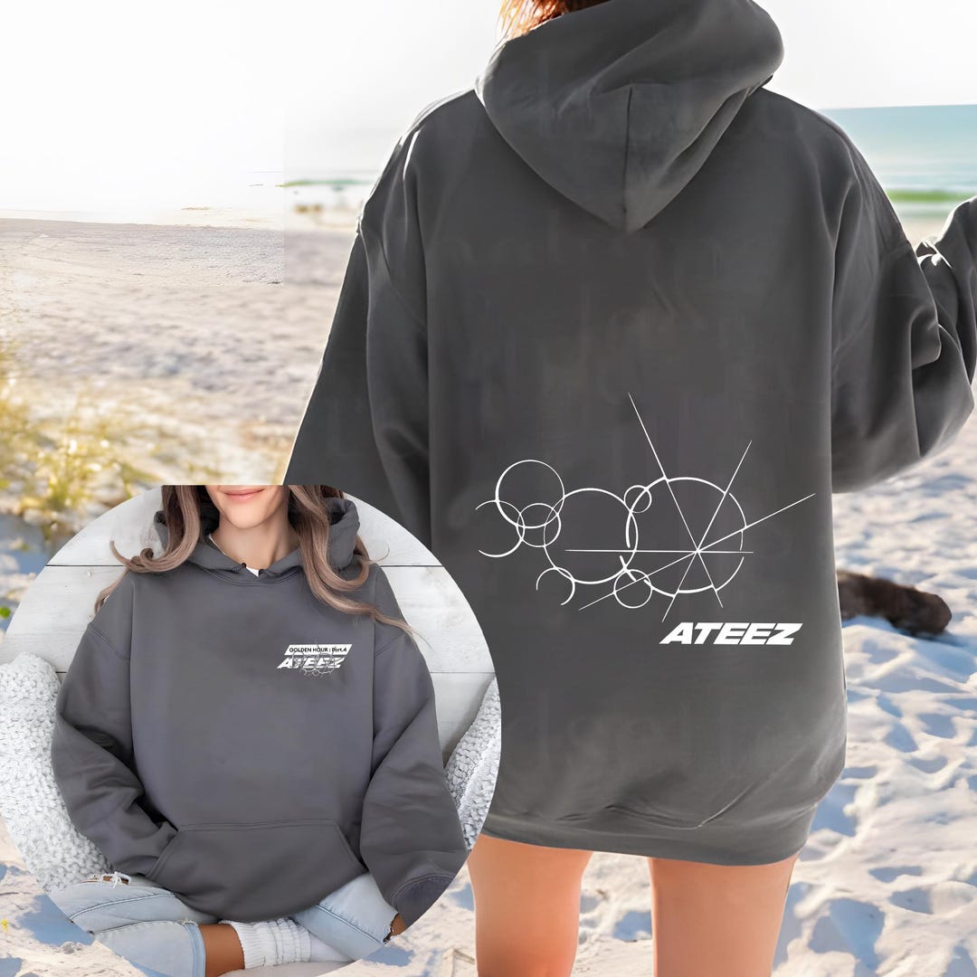 ATEEZ ソウルコン パーカー Retro ATEEZ Golden Hour Part 4 Tracklist Hoodie, Ateez Adrenaline