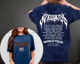 Retro Stray Kids Domiate World Tour 2025 Mineral Washed Tee, Stray