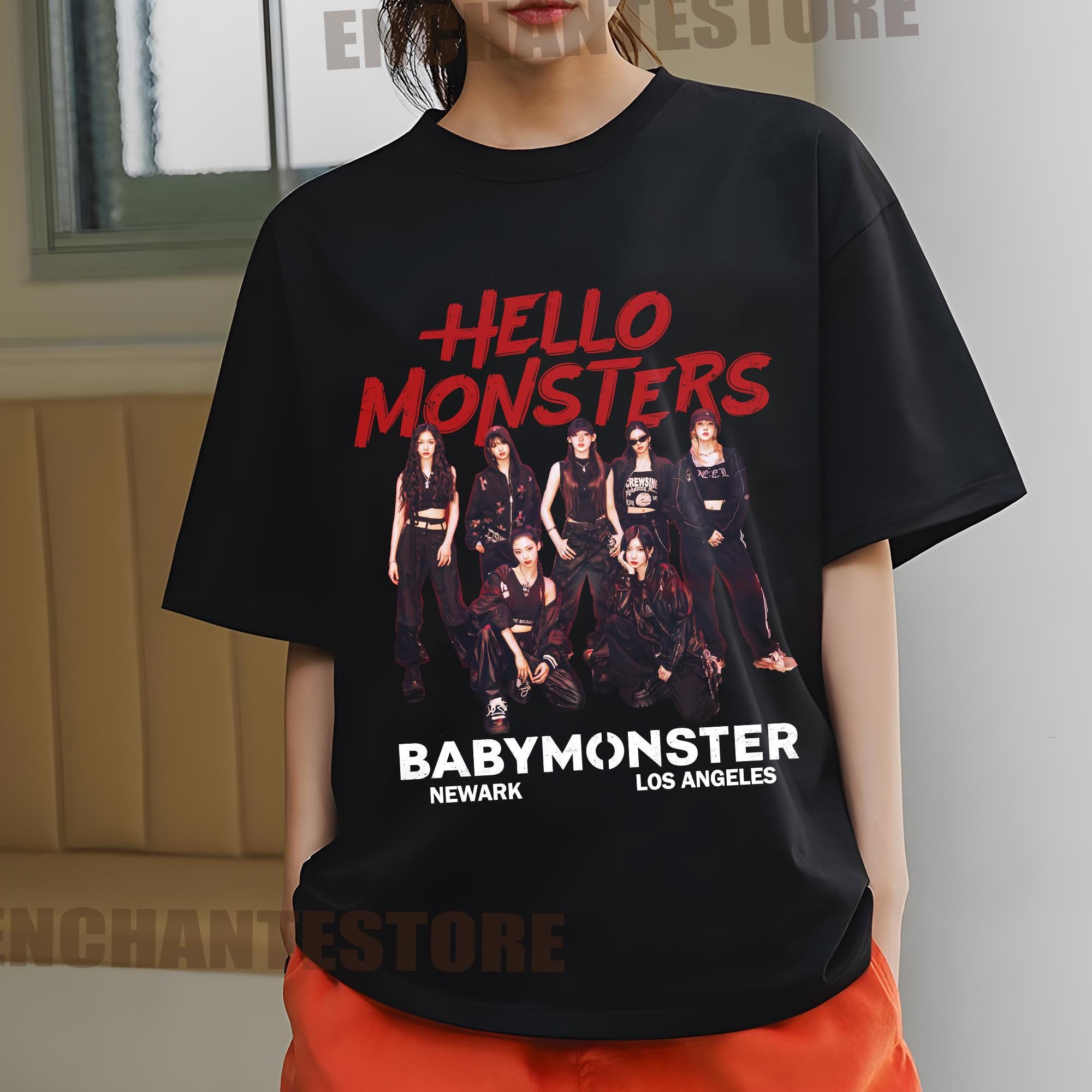 BABYMONSTER ベビモン Hello ソウル T-SHIRT 白 XL Retro Babymonster Shirt, Hello Monsters World Tour in US