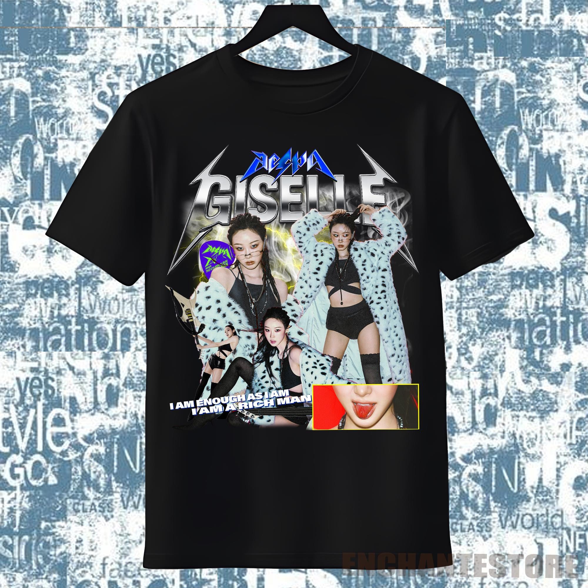 Retro Aespa GISELLE Sweatshirt, Aespa Rich Man Shirt,i Am a Rich
