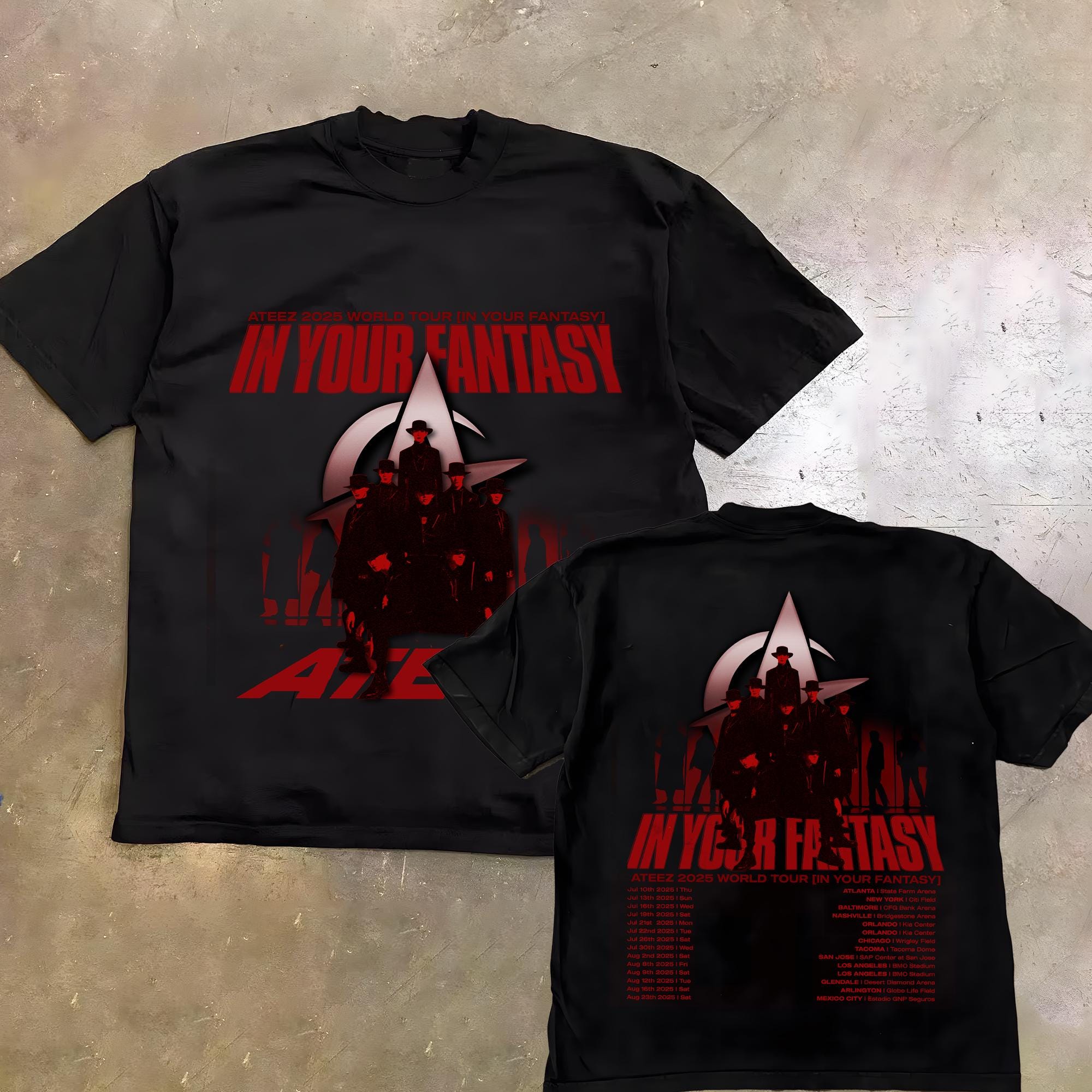 ATEEZ 2025 アメツ 限定 US T-SHIRT FLAME ver. Lucifer In Your Fantasy Ateez 2025 North America Tour Flame