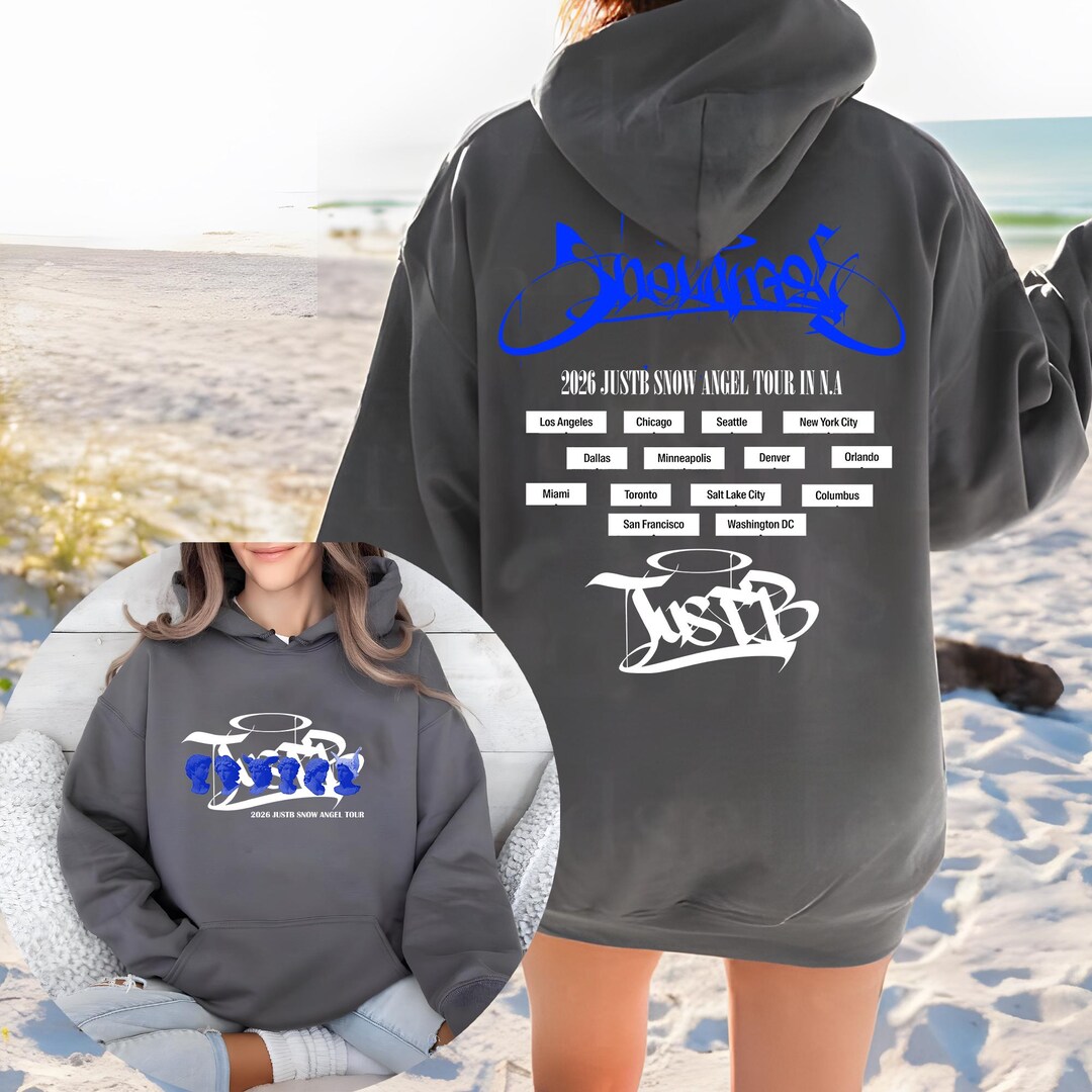 2026 Justb Snow Angel Tour in N.A Hoodie, Kpop Concert Merch Tee