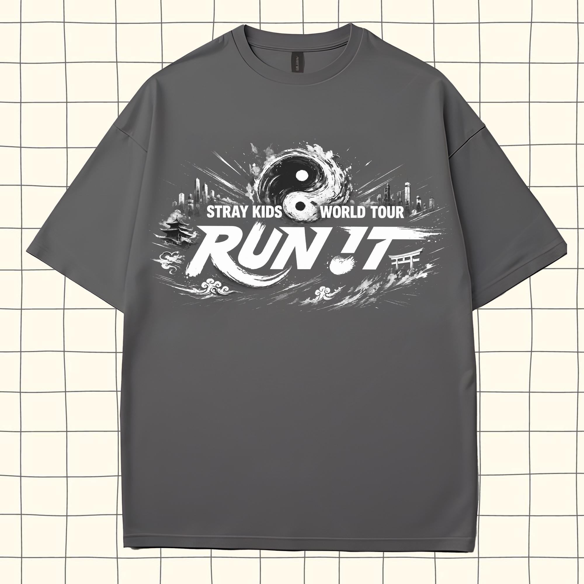 Stray Kids World Tour Run It T-shirt, Retro Stray Kids Run It