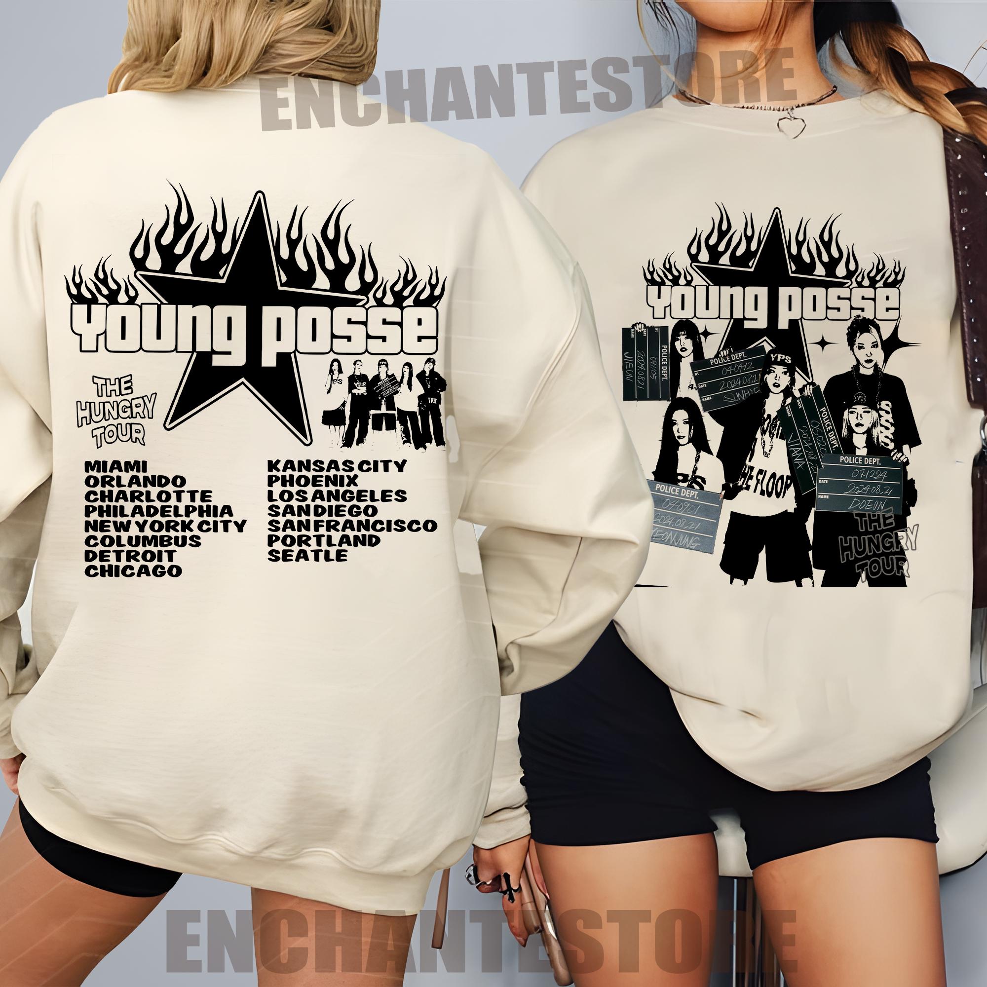 Young Posse The Hungry Tour Tシャツ Retro Young Posse the Hungry Tour T-shirt, Young Posse