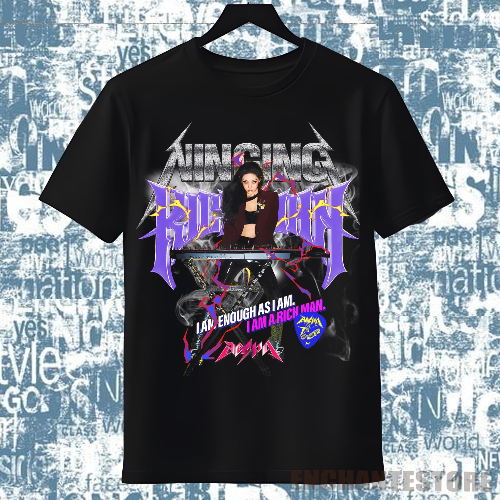 アイドル aespa RichMan T-SHIRT SET NINGNING Aespa Ningning Rich Man Sweatshirt, I Am a Rich Man Tshirt, Aespa
