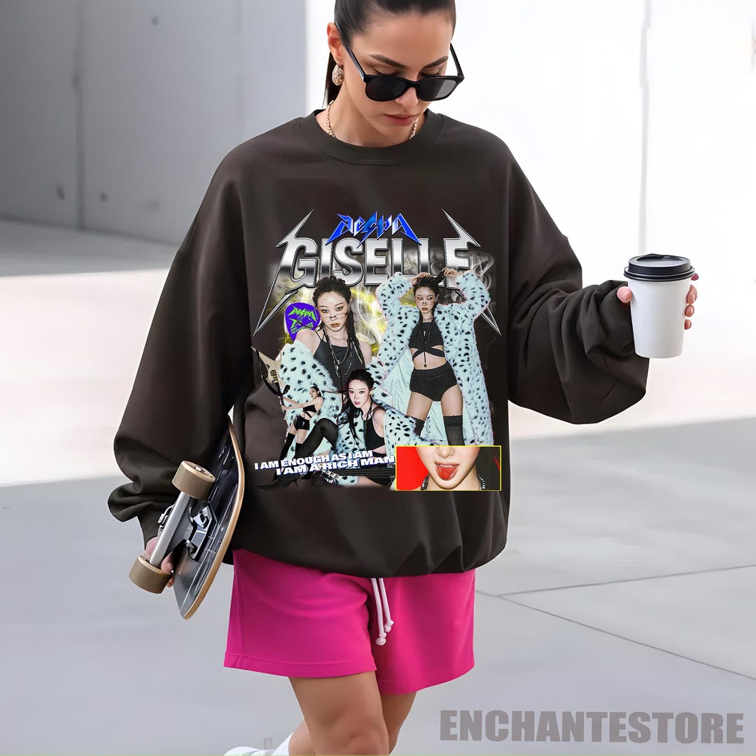 Retro Aespa GISELLE Sweatshirt, Aespa Rich Man Shirt,i Am a Rich