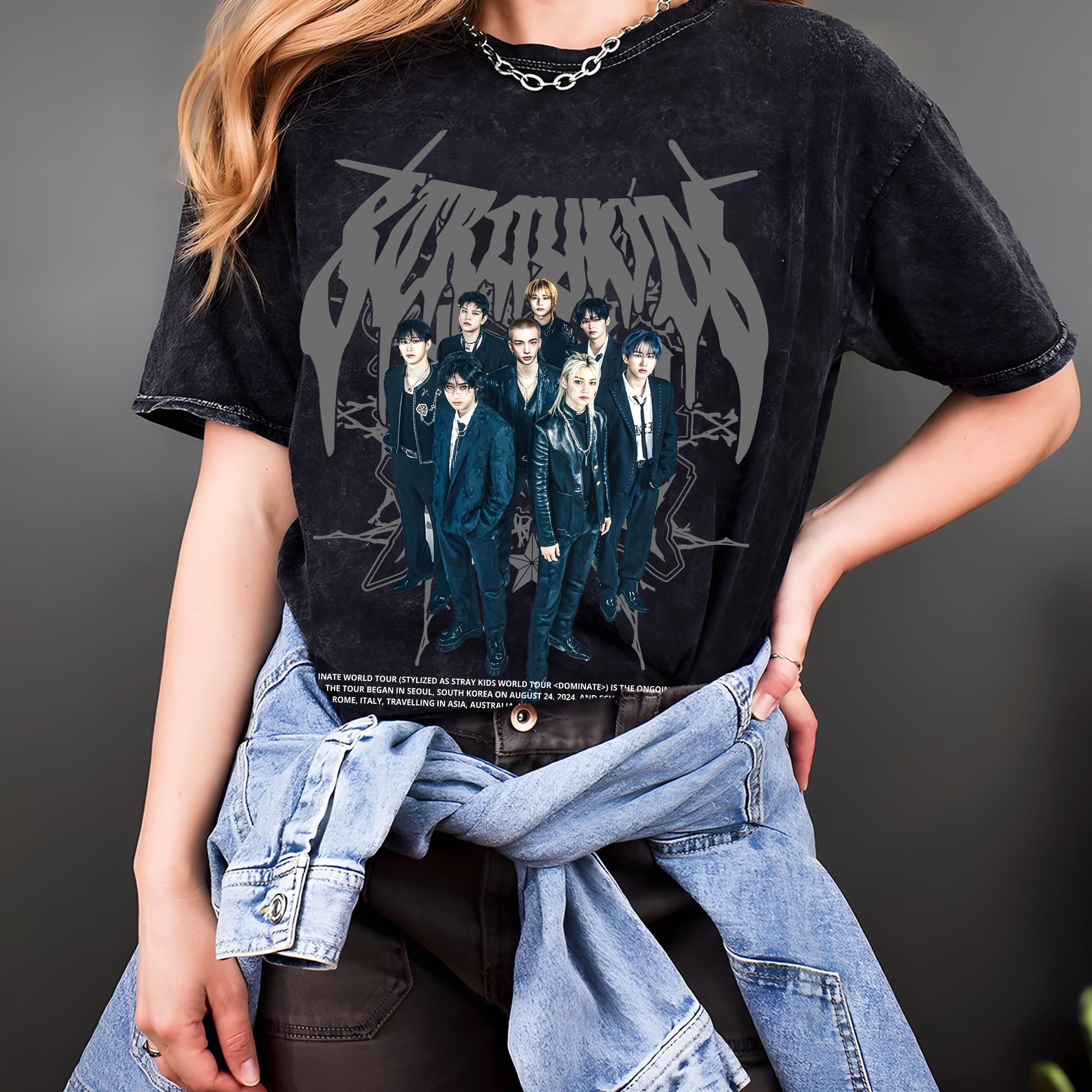 Discover Retro Stray Kids Domiate Mineral Washed Tee, Stray Kids DomiAte in US Mineral Washed Shirt