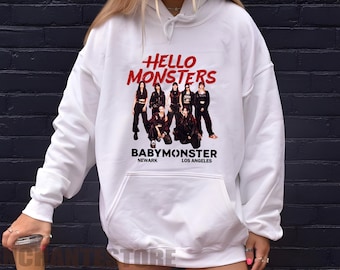 BABYMONSTER ベビモン Hello ソウル T-SHIRT 白 XL Retro Babymonster Shirt, Hello Monsters World Tour in US