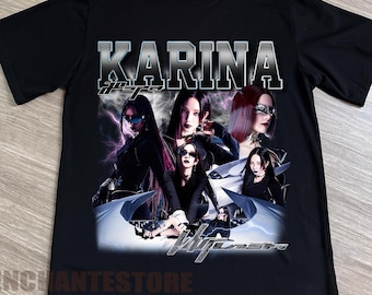 Aespa Karina Retro 90s Bootleg Tee - Aespa Shirt - Kpop