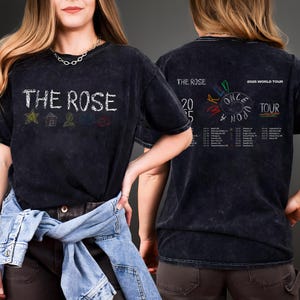 The Rose Once Upon AWRLD Tour Mineral Washed T-shirt, The Rose 2025 World Tour shirt, The Rose WRLD Road Map Shirt, The Rose WRLD Merch Tour