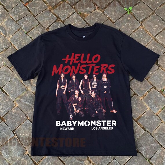 BABYMONSTER【HELLO MONSTER】ソウルコン　Tシャツ【黒】 Retro Babymonster Shirt, Hello Monsters World Tour in US