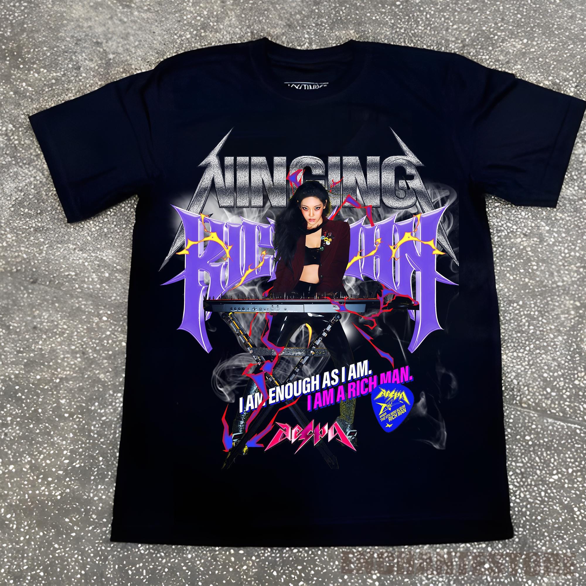 アイドル aespa RichMan T-SHIRT SET NINGNING Aespa Ningning Rich Man Sweatshirt, I Am a Rich Man Tshirt, Aespa