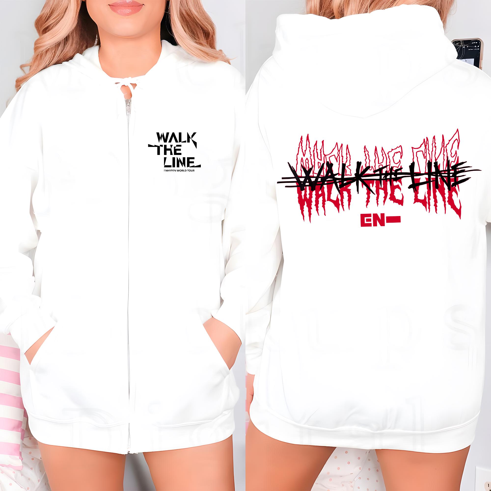 トップス ENHYPEN : WALK THE LINE ZIP UP HOODIE Retro Enhypen Walk the Line World Tour Zip Hoodie, En Walk