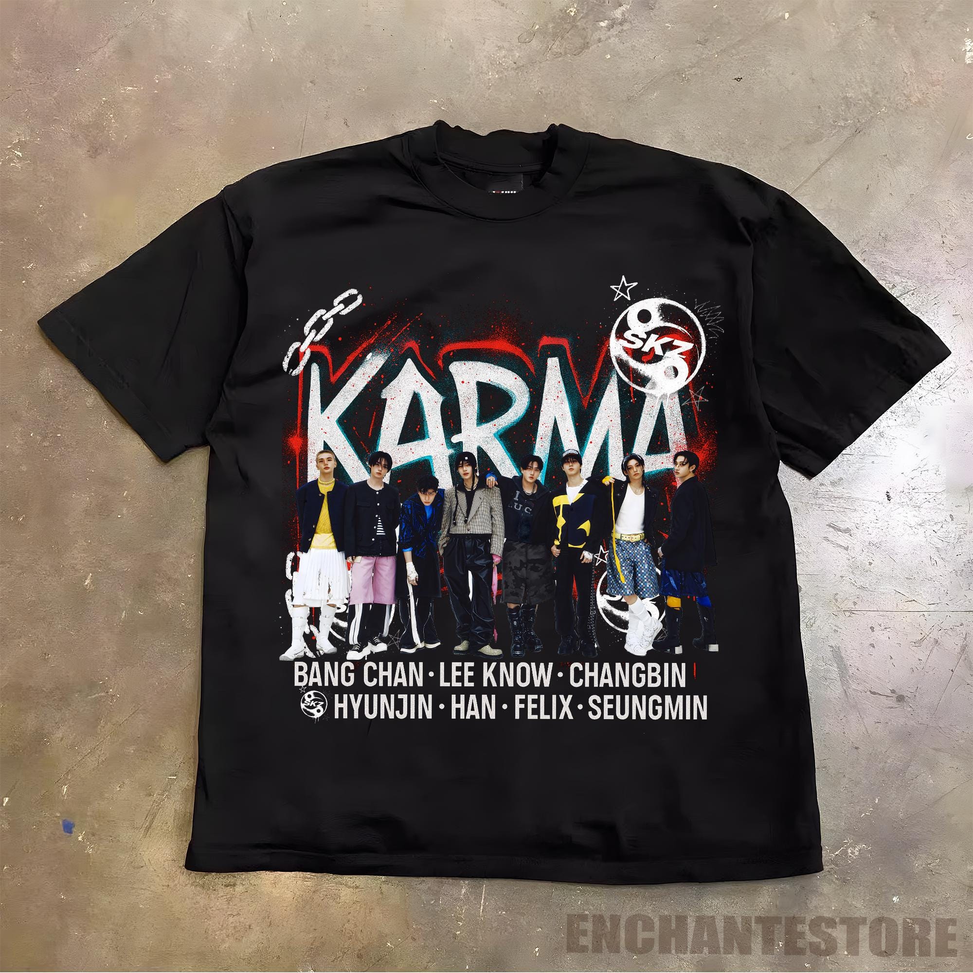 straykids KARMA ポップアップ ユニホーム Tシャツ リノ スキズ 韓国 KARMA ポップアップ ユニフォーム Tシャツ リノ