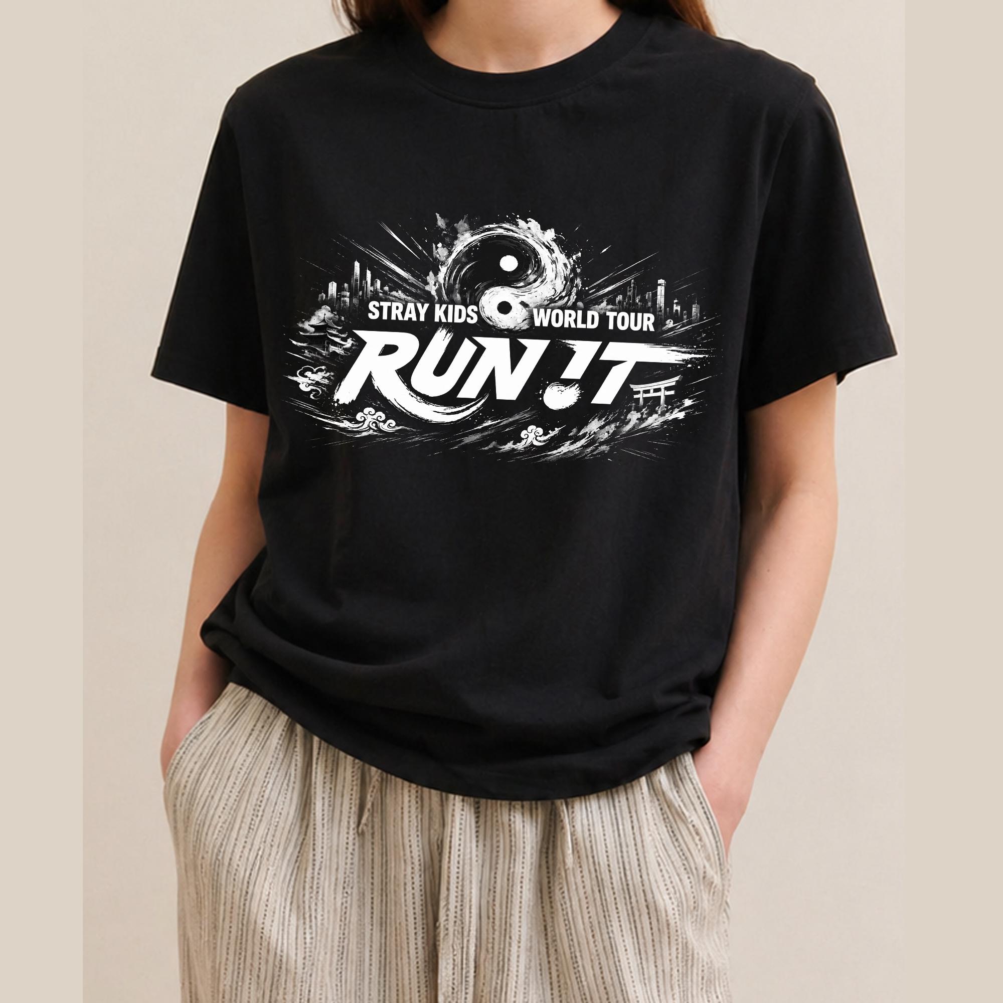 Stray Kids World Tour Run It T-shirt, Retro Stray Kids Run It