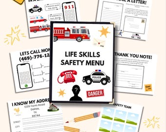 Kids Safety Morning Menu Printable | Life Skills Learning | Stranger Danger & 911 Practice | Editable PDF