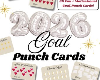2026 Goal Punch Cards Printable  | Goal Tracker | Habit & Self Care Challenge Cards | Yearly Goal Planner