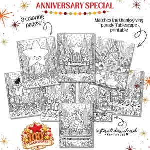 Thanksgiving Parade Coloring Pages | Kids Printable Activity Bundle | Holiday Morning Fun | Digital Download