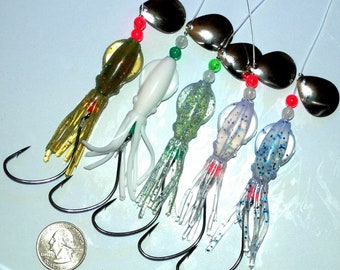 Best Ultraviolet Fluke (Summer Flounder) UV B2 Squid Bottom Fishing Lures FREE RIGS!