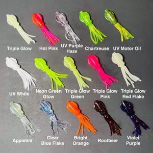 B-2 Squid 3 inch Soft Bait lures B2 Squid bodies Fluke Seabass Choose Your Colors