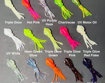 Señuelos blandos B-2 Squid de 3 pulgadas Cuerpos de calamar B2 Fluke Lubina Elija sus colores