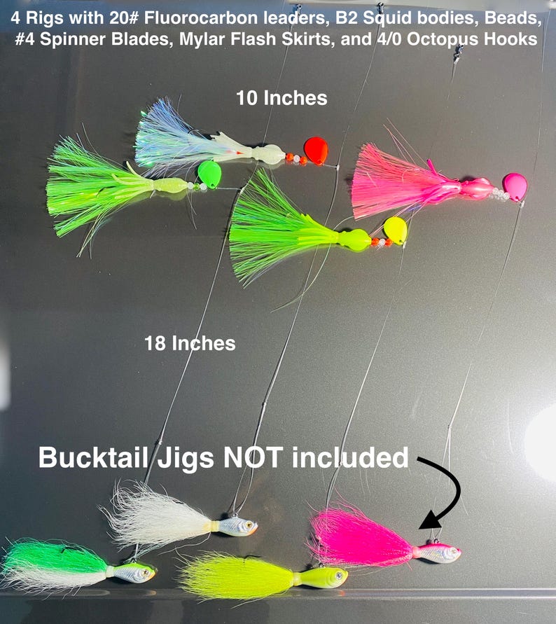 Fla Rigs Flash Fluke DESTROYER (summer Flounder) Fluorocarbon High/low B2 Squid ...