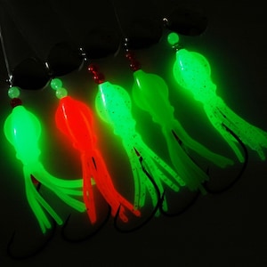 Le migliori esche da pesca di fondo per calamari GLOW Fluke (passera estiva) B2. MONTAGGI GRATUITI!