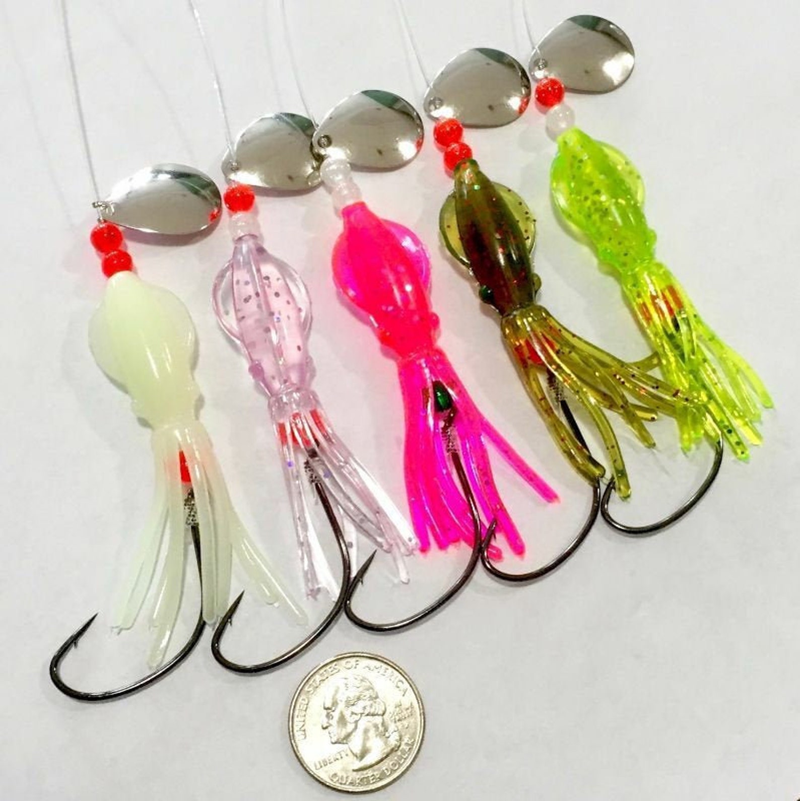 Best Fluke summer Flounder B2 Squid Bottom Fishing Lures FREE RIGS Etsy