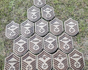 SMSgt Plaques-Rank-Air Force-Stripes-American Flag-Line Number-Senior Master Sargent