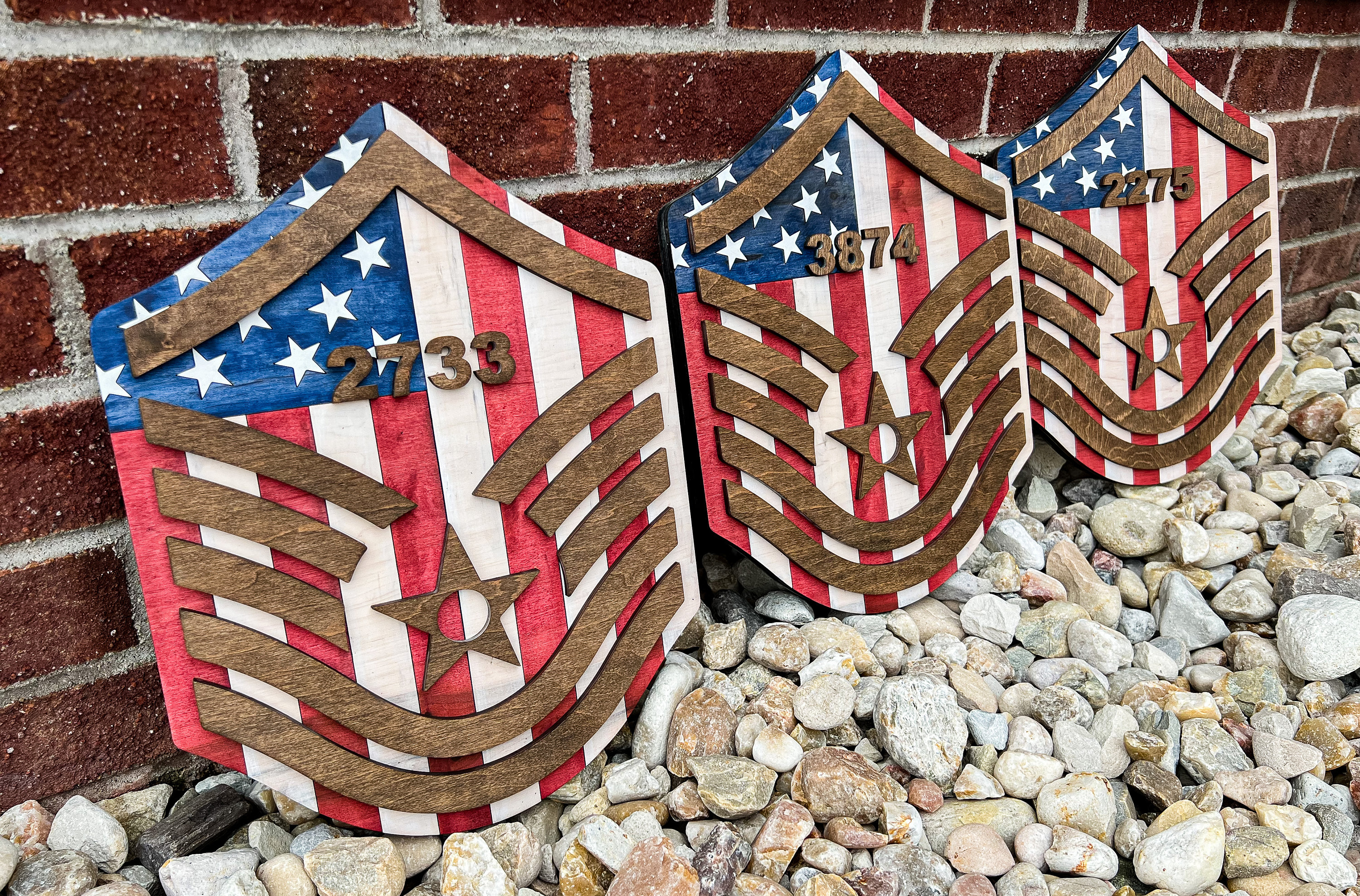 MSgt Plaques-Rank-Air Force-Stripes-American Flag-Line Number-Master Sergeant