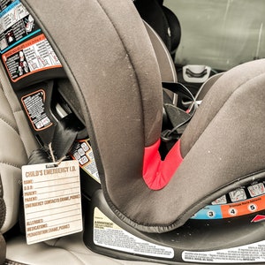 Car Seat Information Tags-Tags-Children-2023-First Responders-Safety-Non-Virbal-Family-Tags-Car-Safety Information-Kids