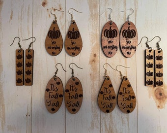 Fall Earrings-Its fall yall-Earrings-Pumpkins-Leafs-Cute-Pumpkin Spice and Everything Nice