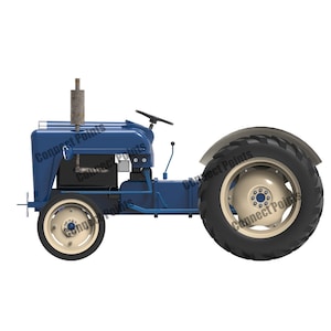 Farm Vehicle Tractor Prints, Kids Gallery, Wall Art, Transportation Print Nursery, Rendered Model, PDF or Prints, CAD